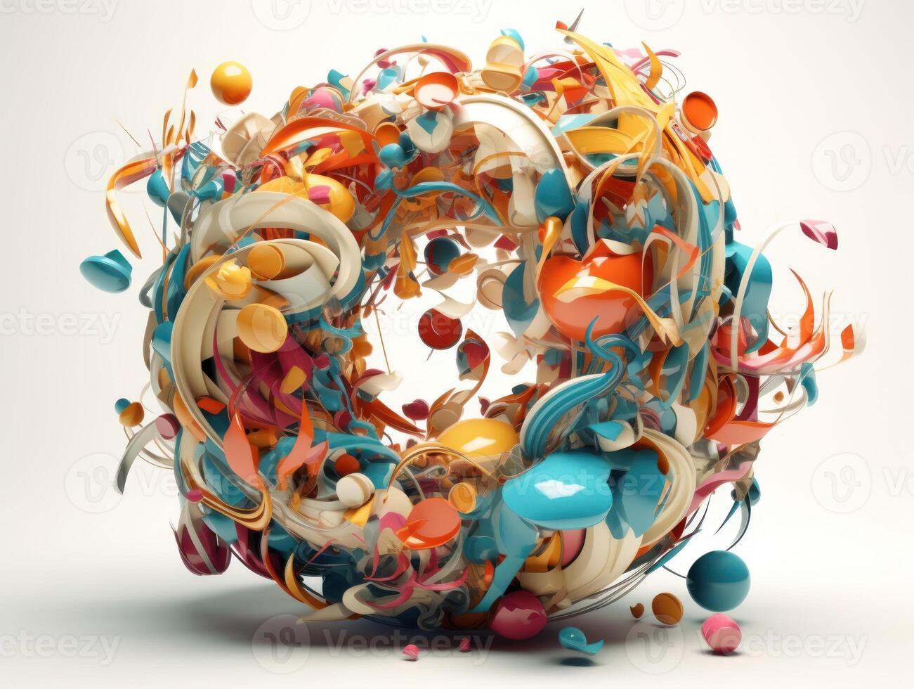 Composition with abstract geometric shapes and primitives Modern Art created with technology photo