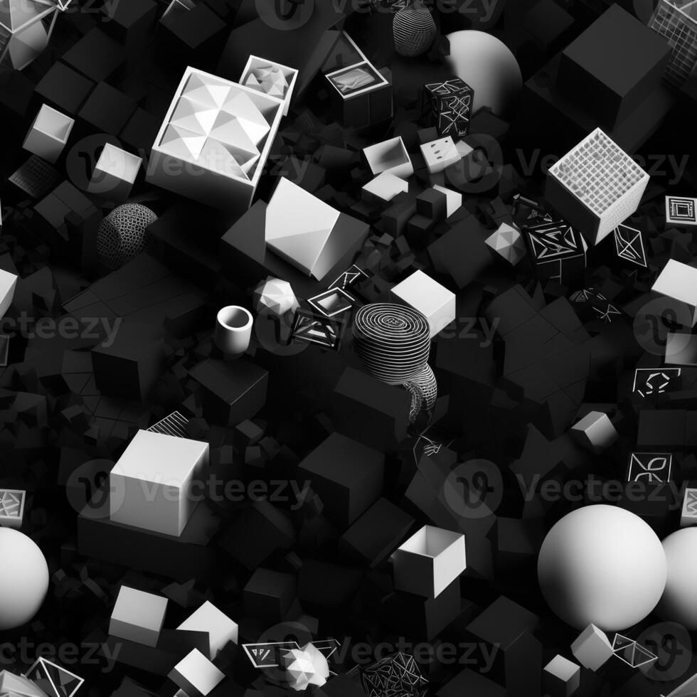 Dark black Geometric grid background created with technology photo