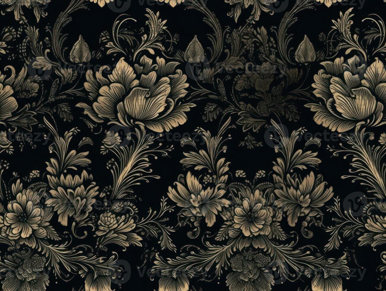 Seamless pattern Royal vintage Victorian Gothic background Rococo venzel and whorl created with technology. photo