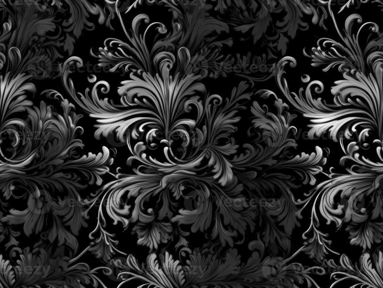 Seamless pattern Royal vintage Victorian Gothic background Rococo venzel and whorl created with technology. photo