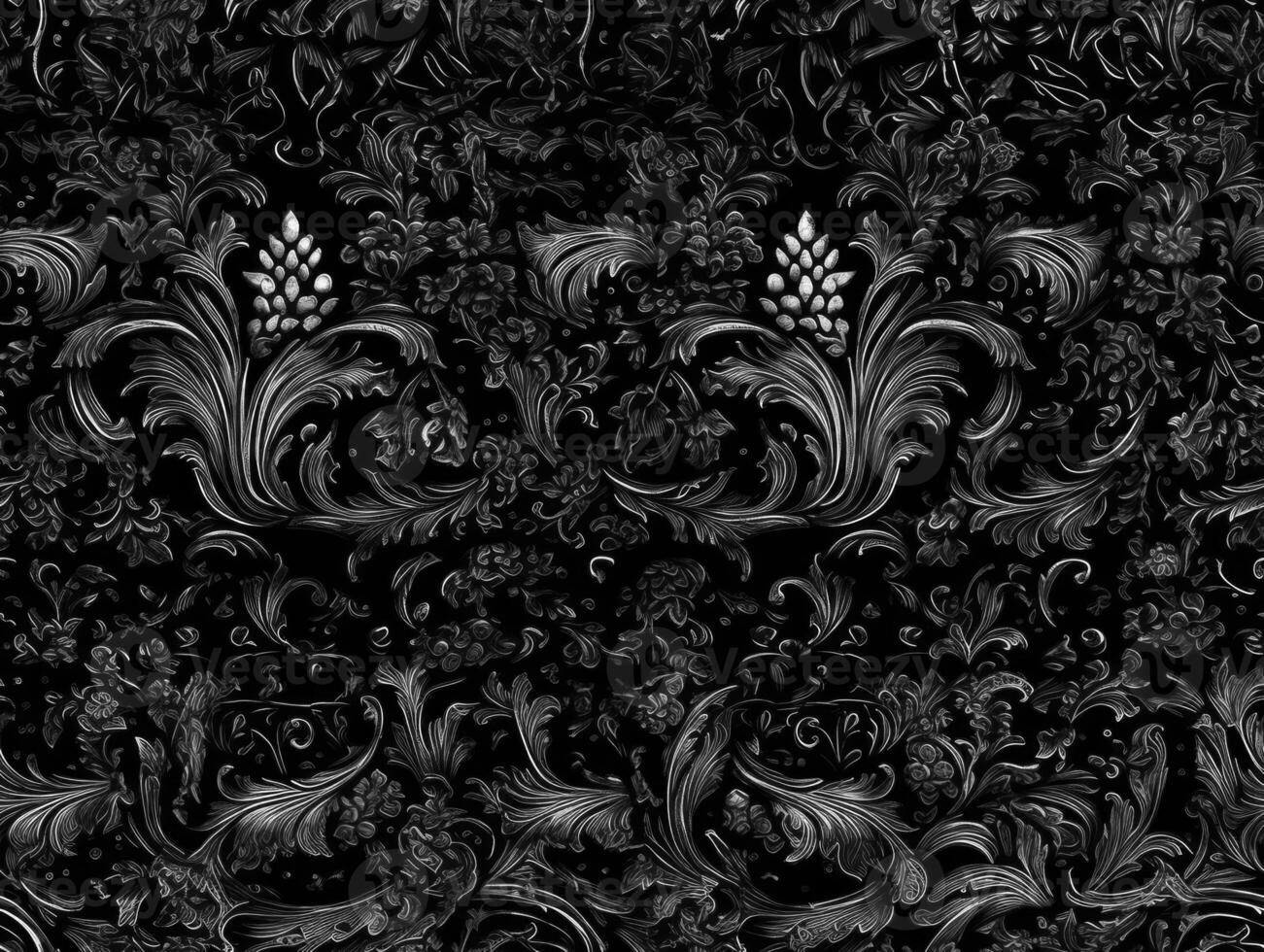 Seamless pattern Royal vintage Victorian Gothic background Rococo venzel and whorl created with technology. photo