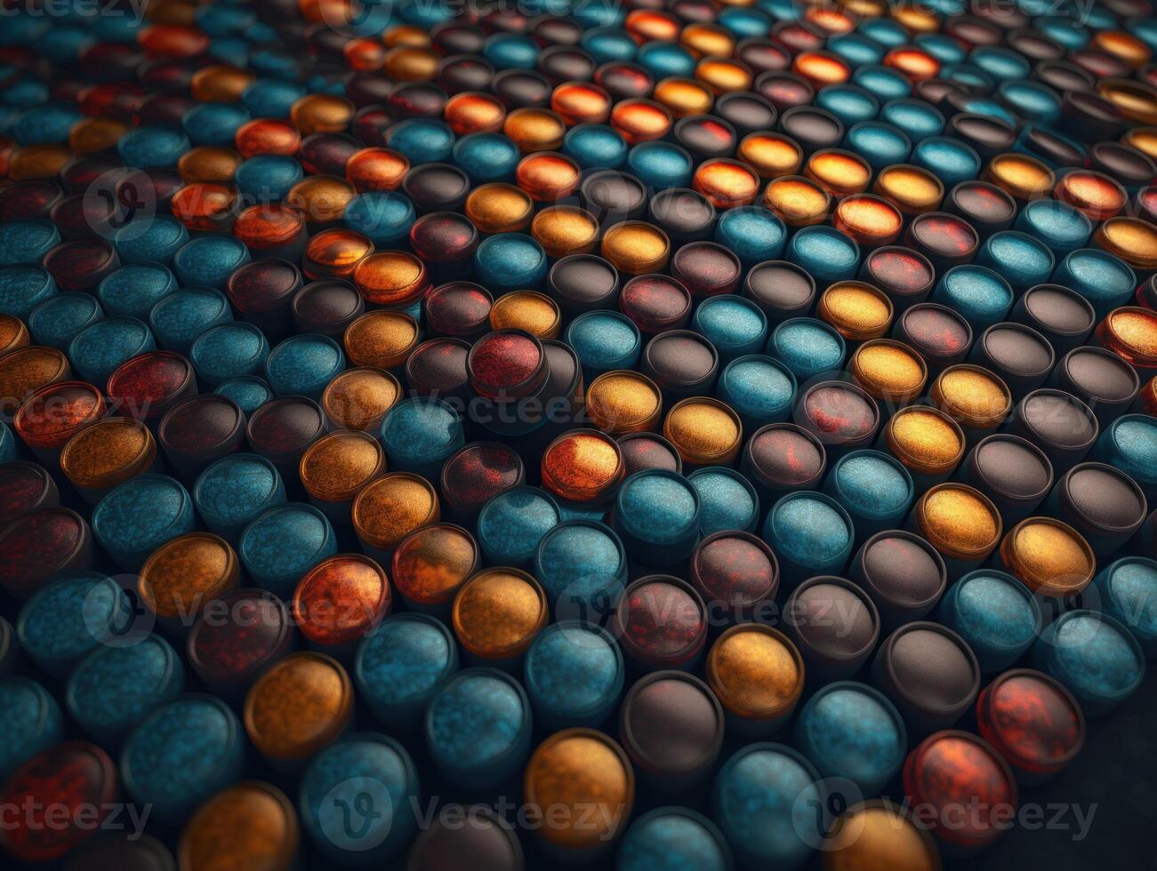 Many colorful pills on a dark background Geometric composition Created with technology photo