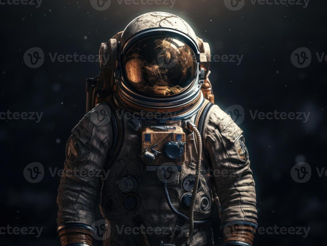 Astronaut in spacesuit against the background of the night sky Created with technology photo