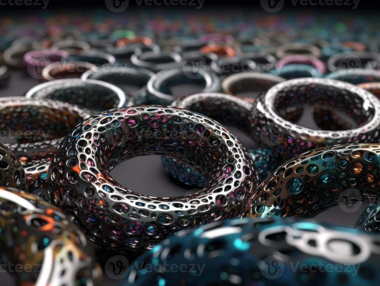 Futuristic abstract torus geometric background created with technology. photo
