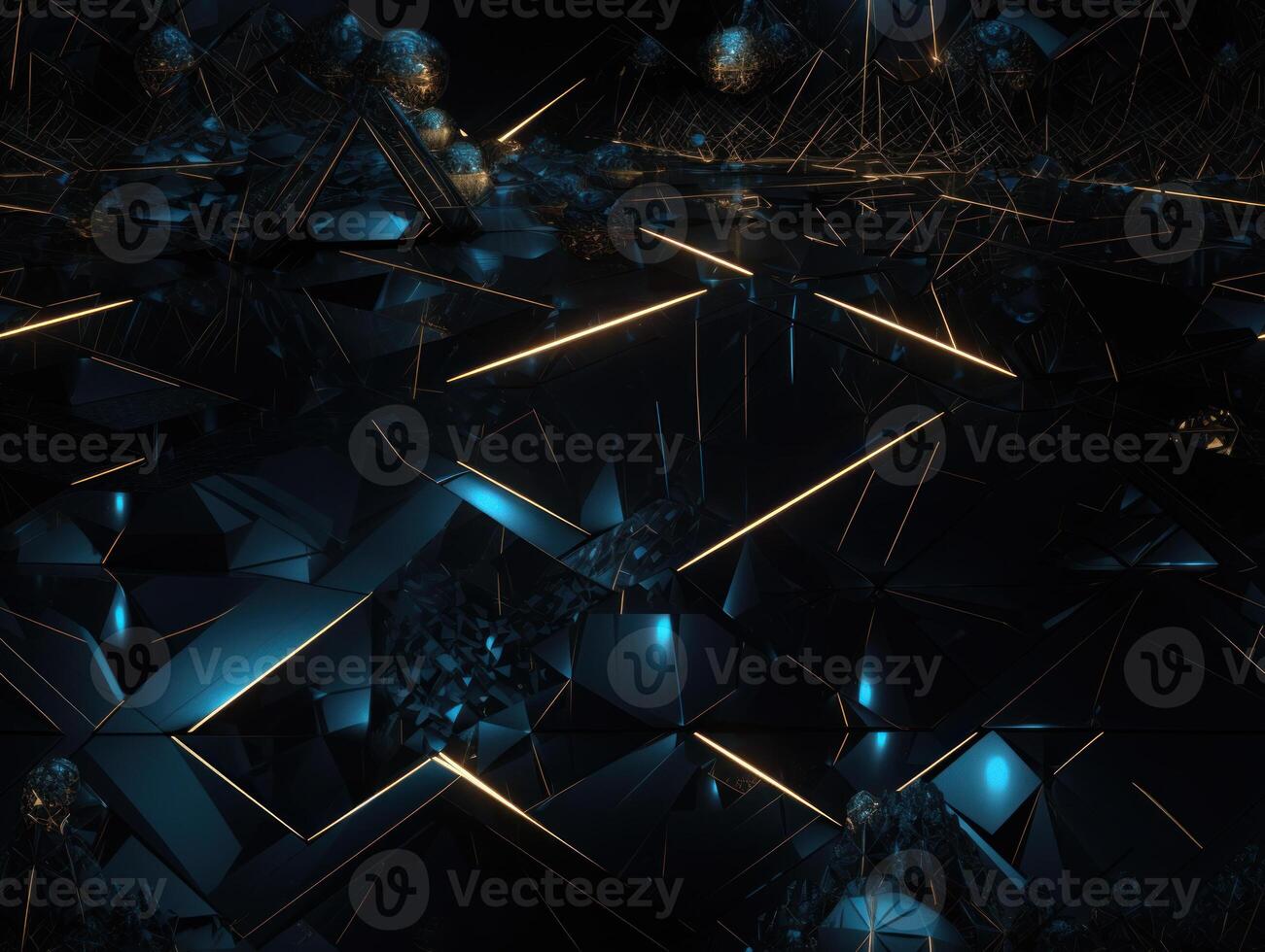 Dark black and gold Geometric grid background Modern dark abstract texture Created with technology. photo