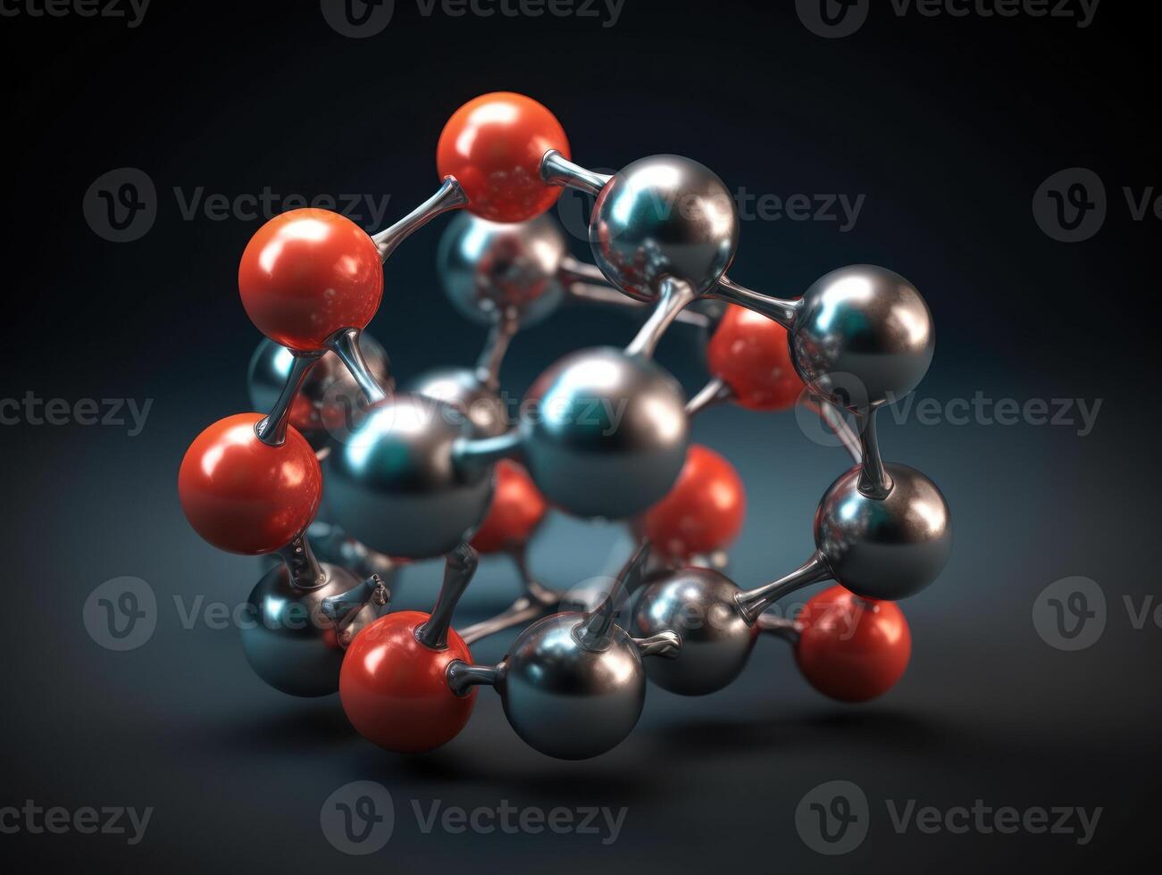 Abstract molecule model on dark background Created with technology. photo