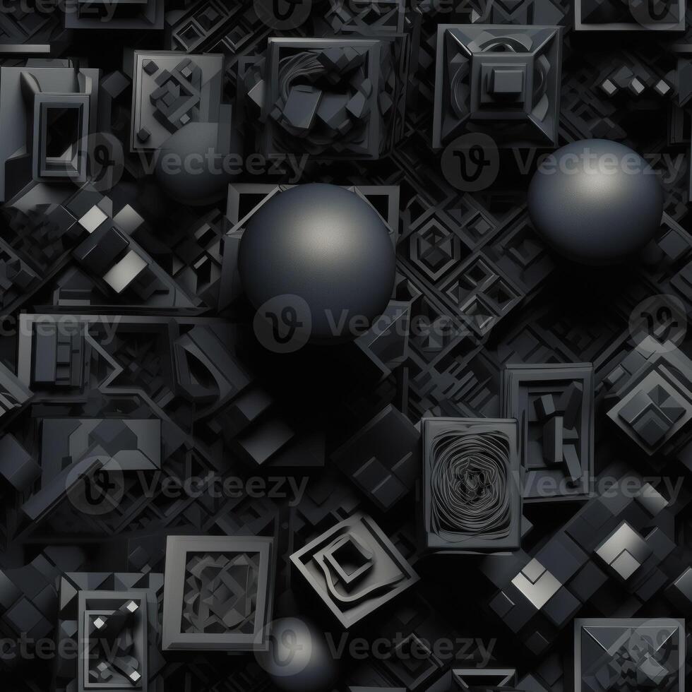 Dark black Geometric grid background created with technology photo