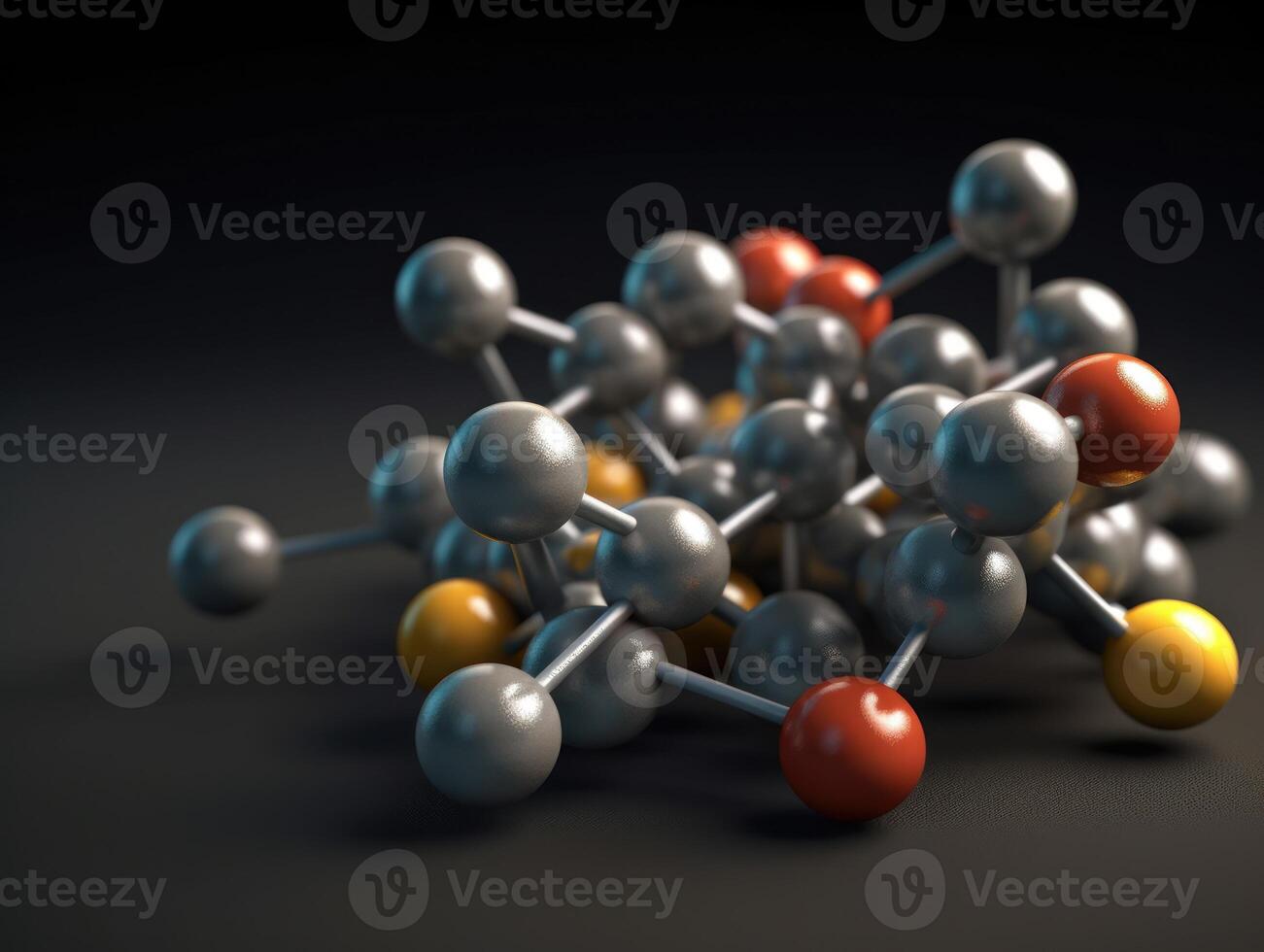 Abstract molecule model on dark background Created with technology. photo