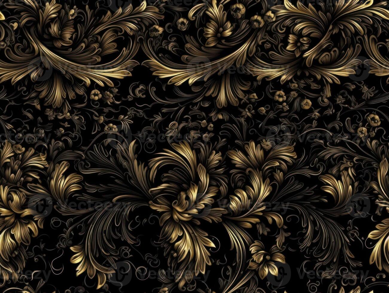 Seamless pattern Royal vintage Victorian Gothic background Rococo venzel and whorl created with technology. photo