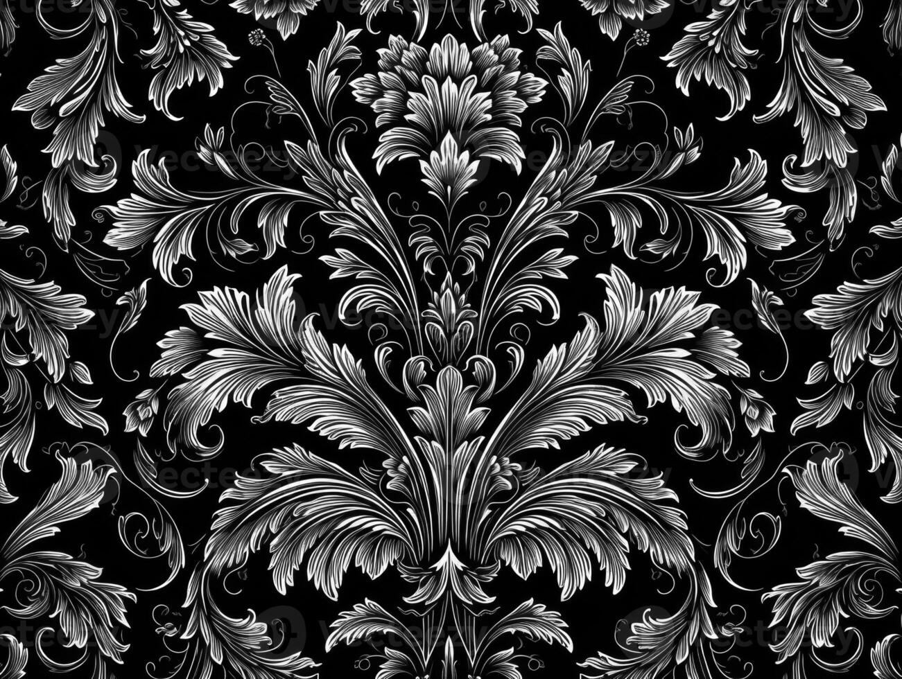 Seamless pattern Royal vintage Victorian Gothic background Rococo venzel and whorl created with technology. photo