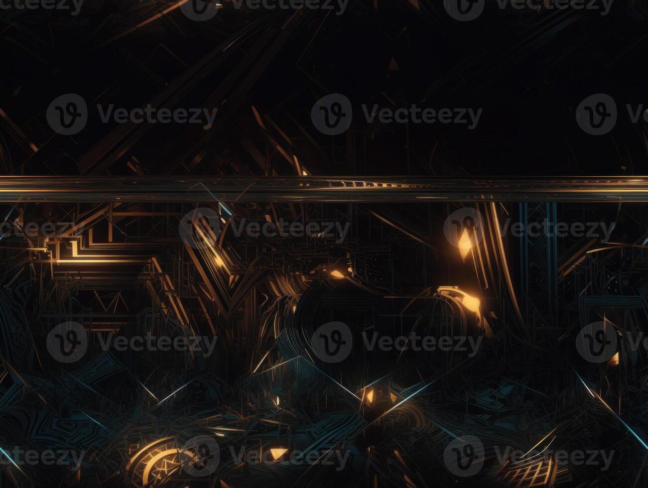 Dark black and gold Geometric grid background Modern dark abstract texture Created with technology. photo