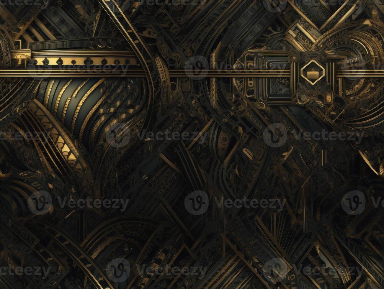 Dark black and gold Geometric grid background Modern dark abstract texture Created with technology. photo
