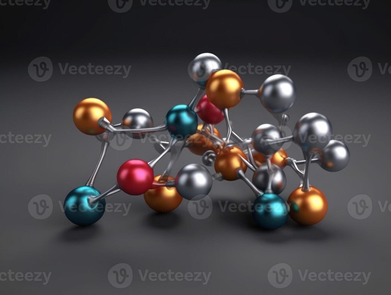 Abstract molecule model on dark background Created with technology. photo