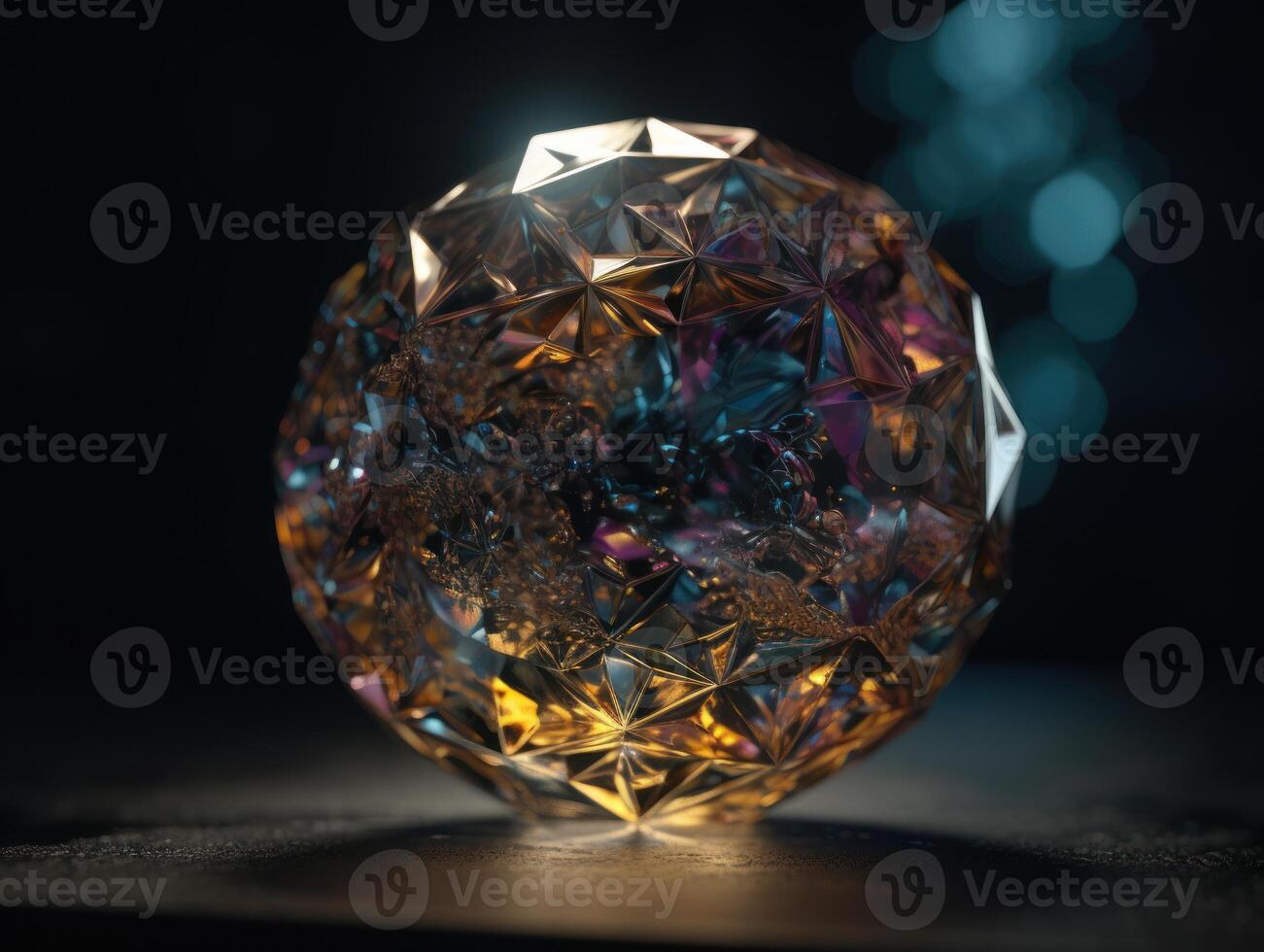 Natural gemstone on black background with reflections. Created with technology photo