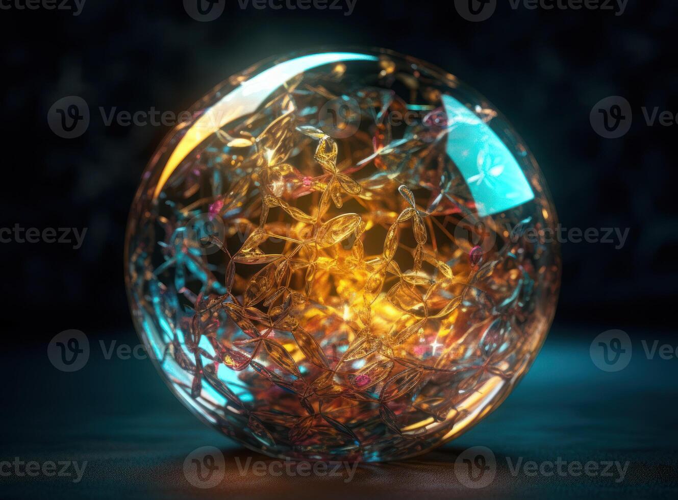 Natural gemstone on black background with reflections. Created with technology photo