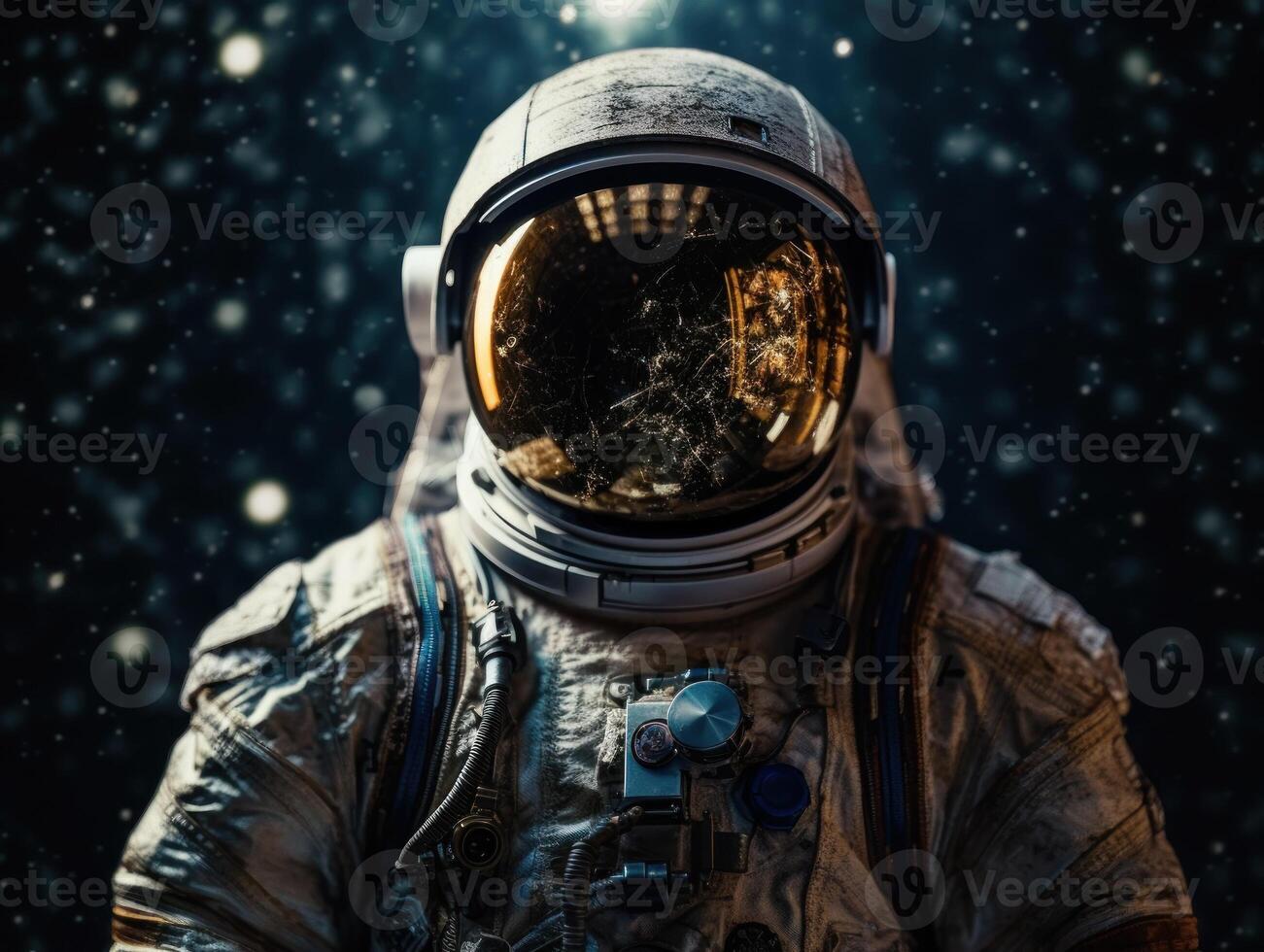 Astronaut in spacesuit against the background of the night sky Created with technology photo