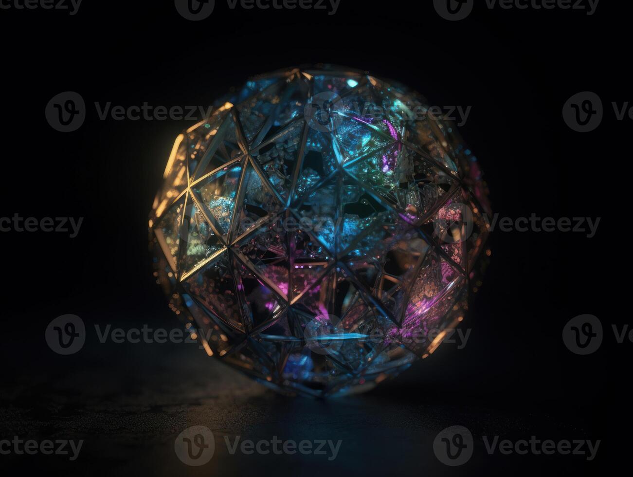 Natural gemstone on black background with reflections. Created with technology photo