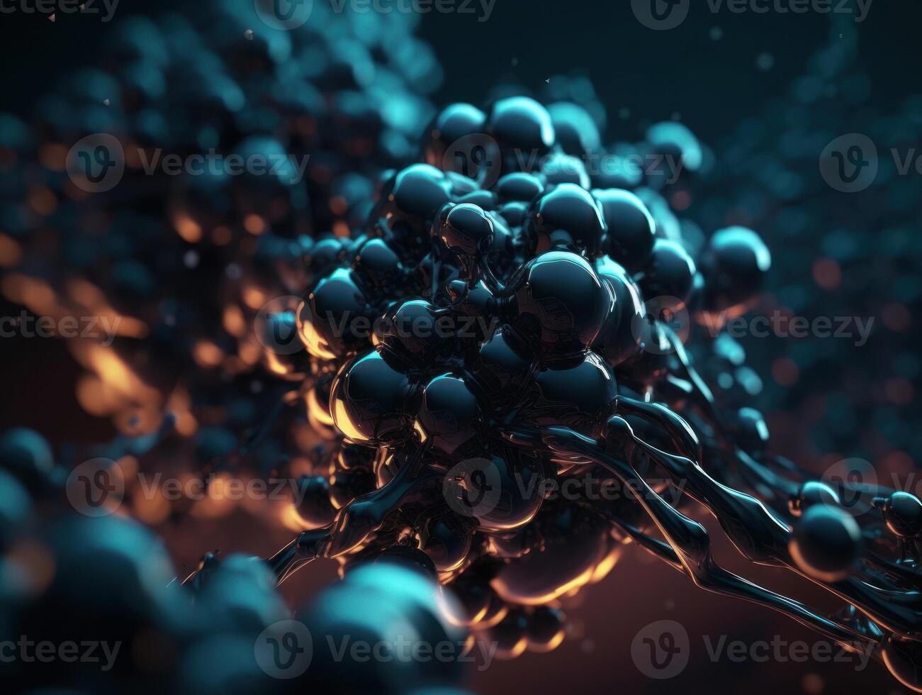 Abstract molecule model on dark background Created with technology. photo