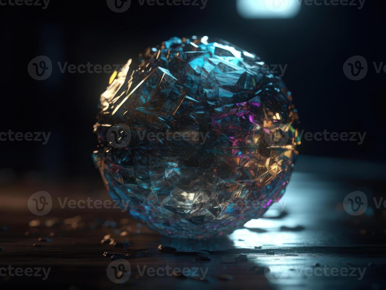 Natural gemstone on black background with reflections. Created with technology photo