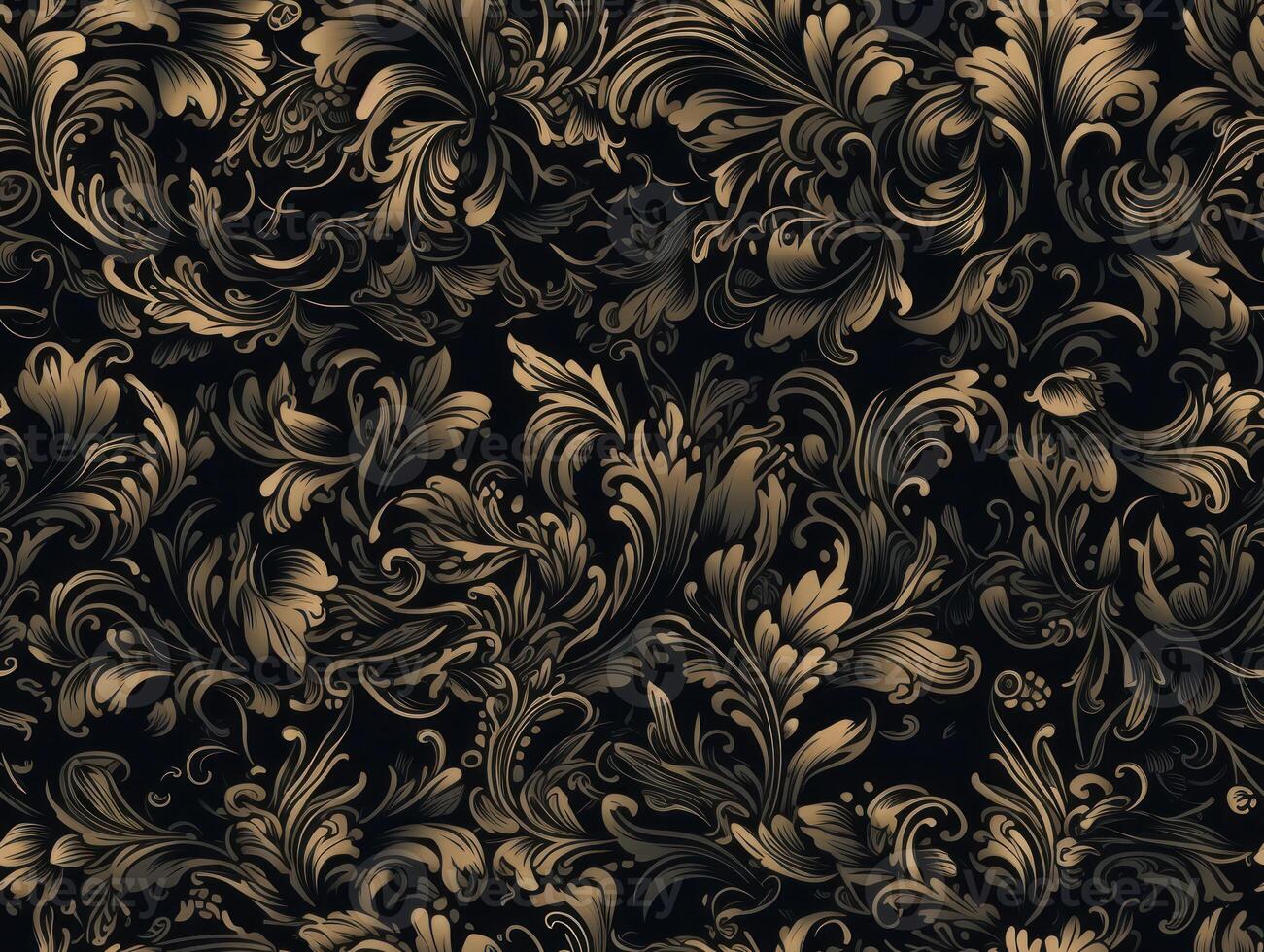 Seamless pattern Royal vintage Victorian Gothic background Rococo venzel and whorl created with technology. photo