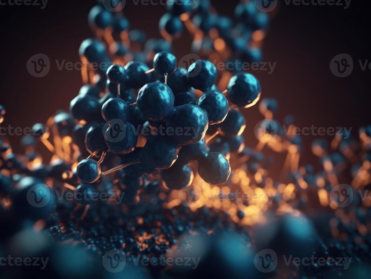 Abstract molecule model on dark background Created with technology. photo