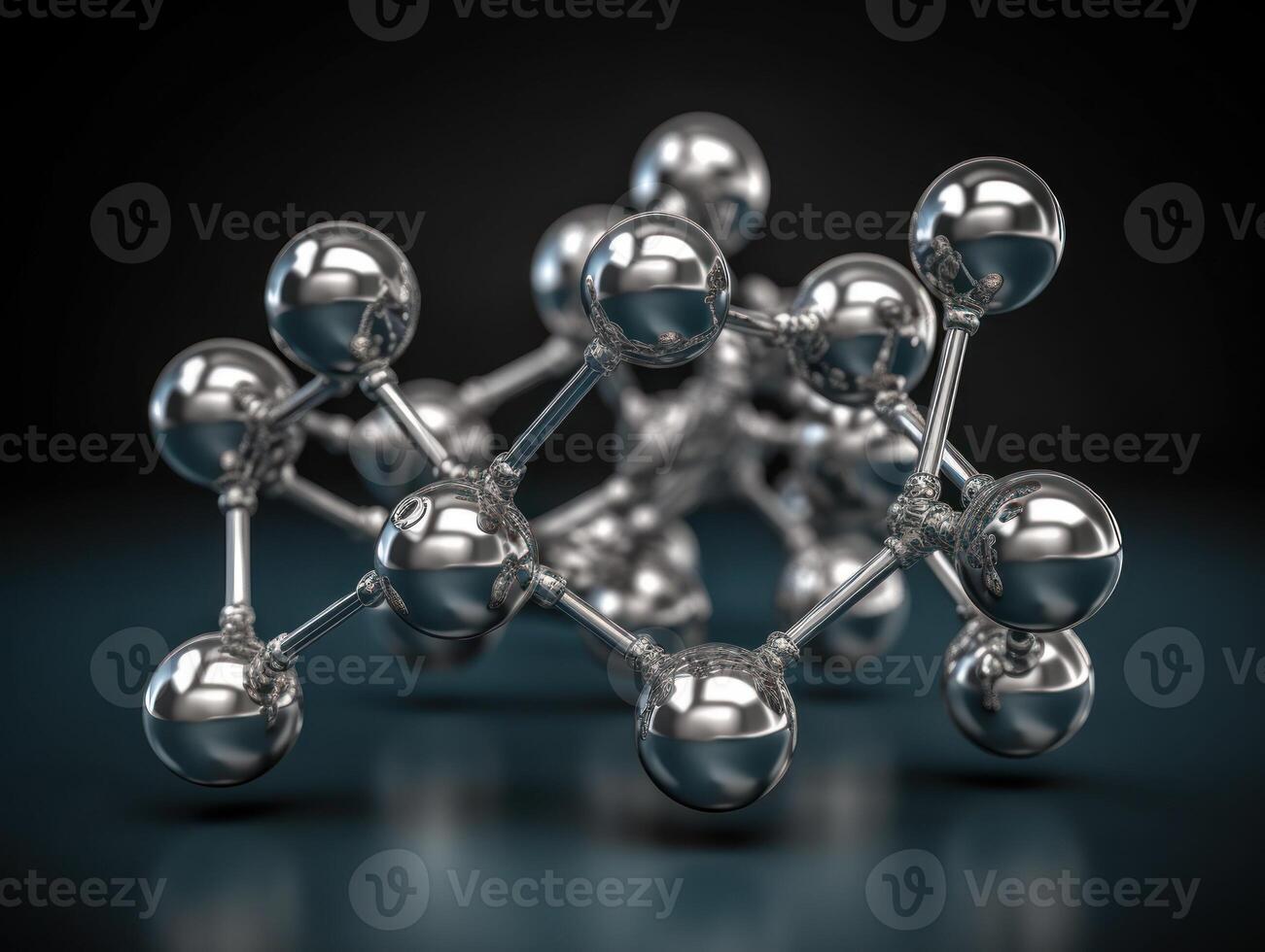 Abstract molecule model on dark background Created with technology. photo