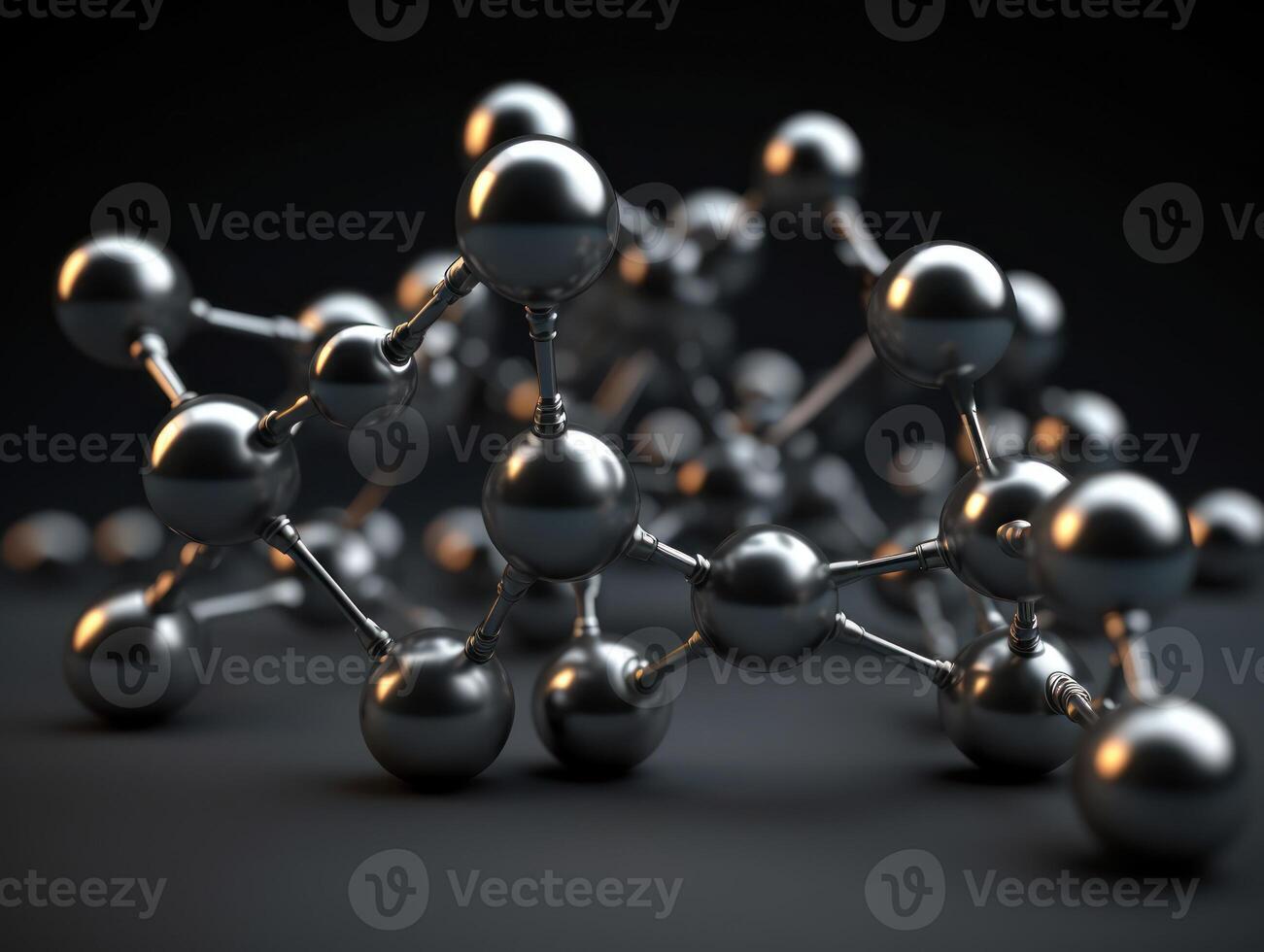Abstract molecule model on dark background Created with technology. photo