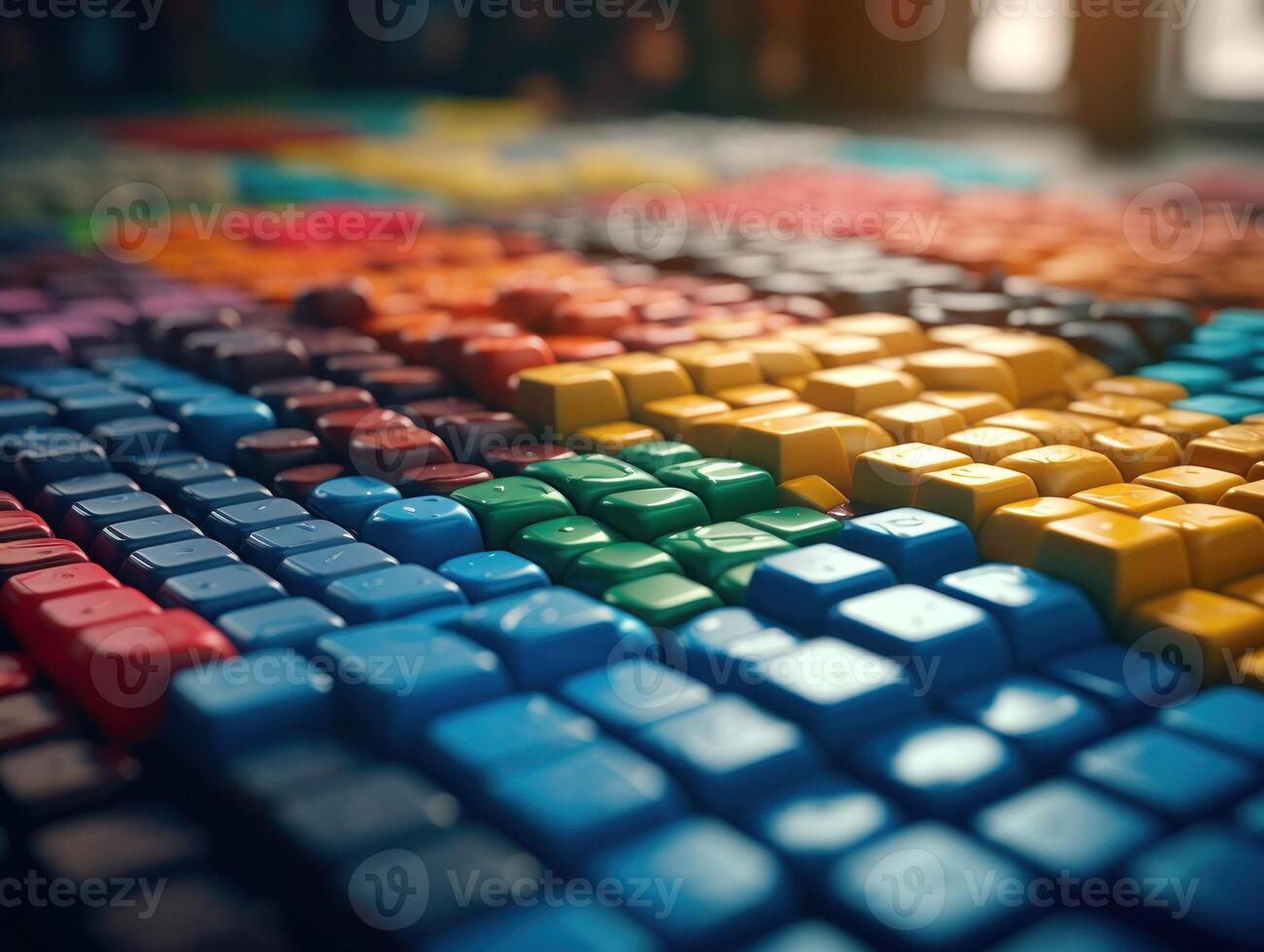 Futuristic plastic cubes background Abstract geometric mosaic grid Square tiles pattern technology photo
