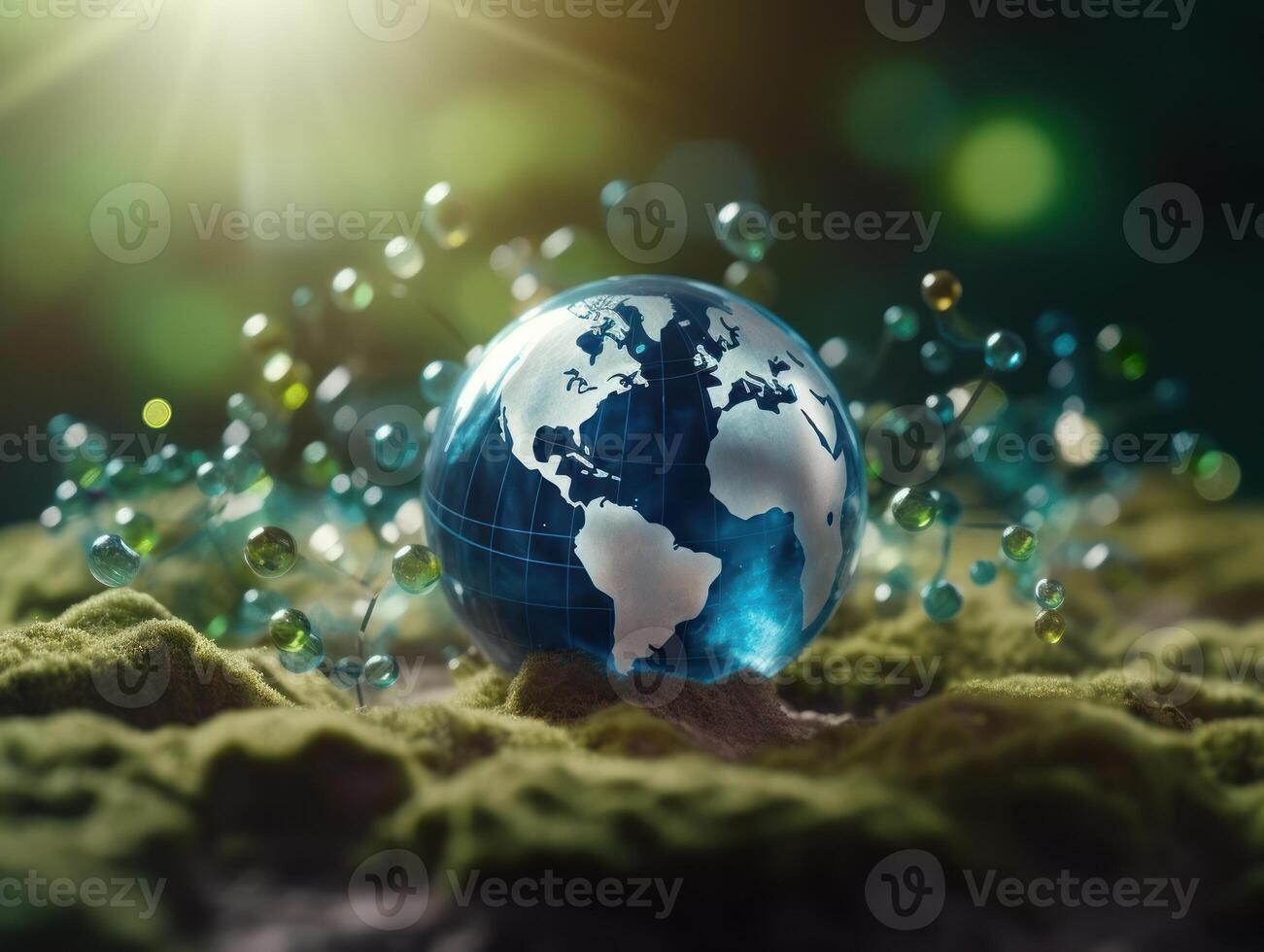 Green planet earth day nature protection concept Created with technology photo