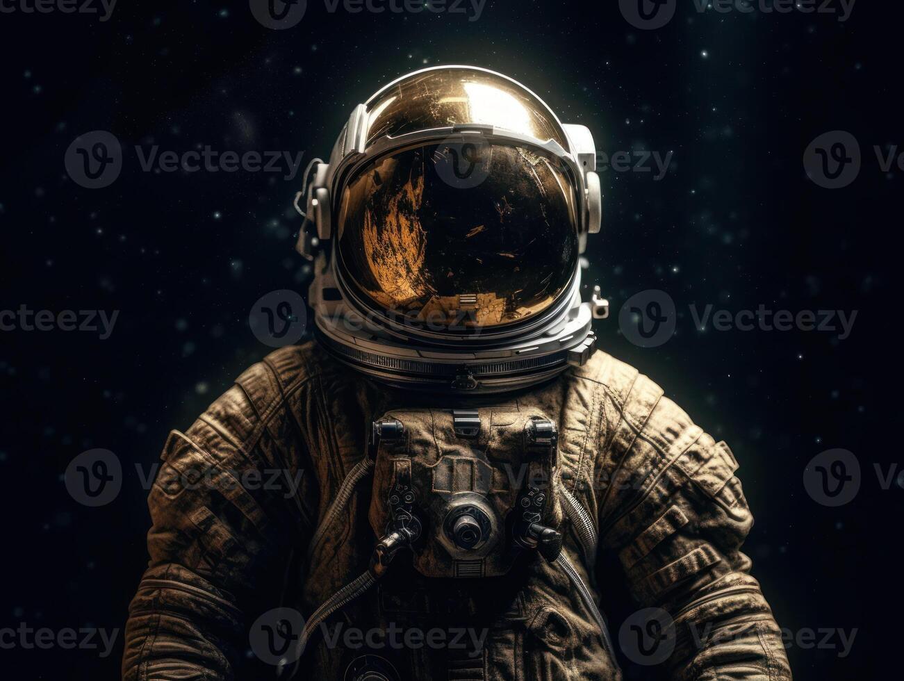 Astronaut in spacesuit against the background of the night sky Created with technology photo