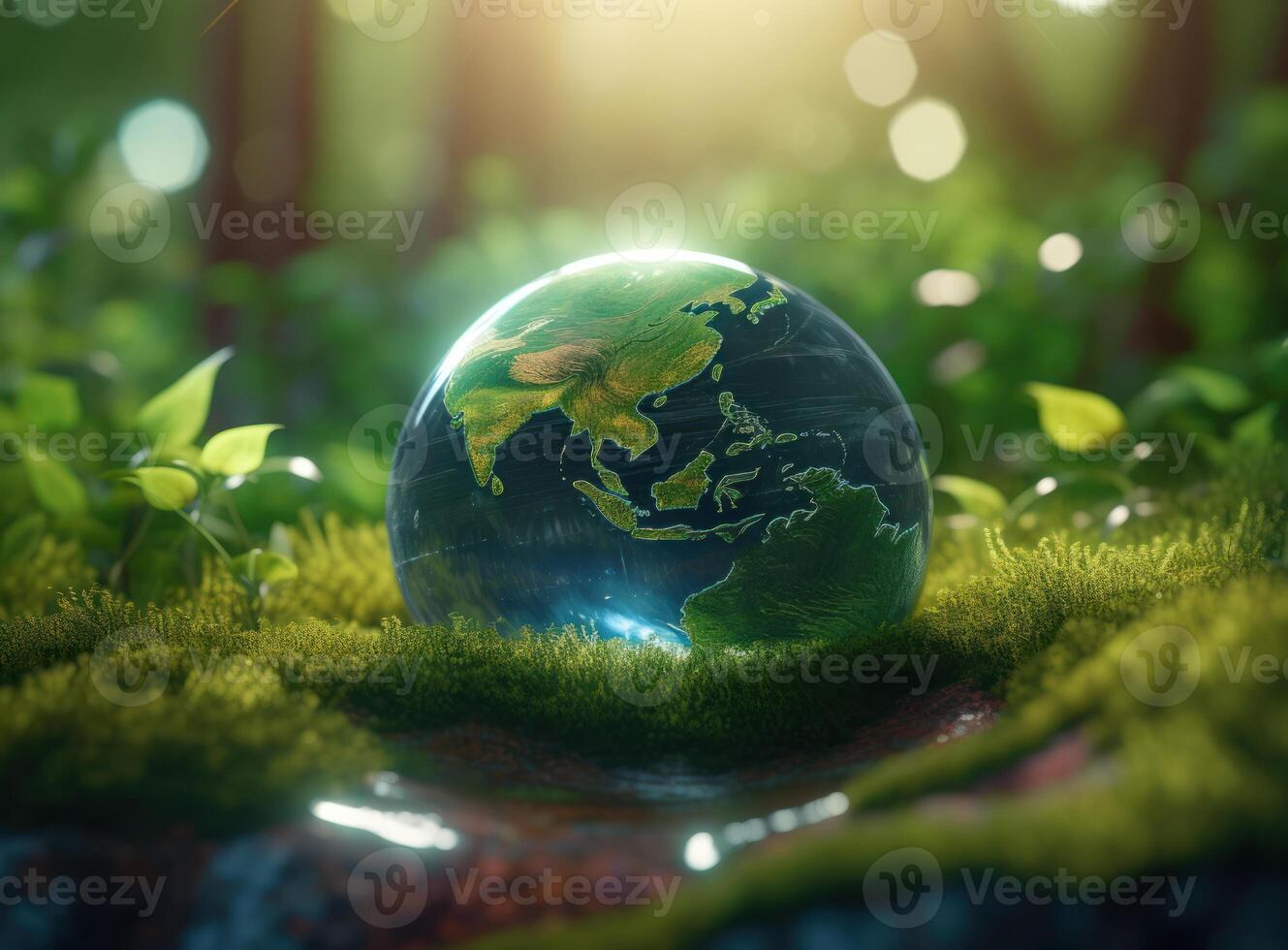 Green planet earth day nature protection concept Created with technology photo