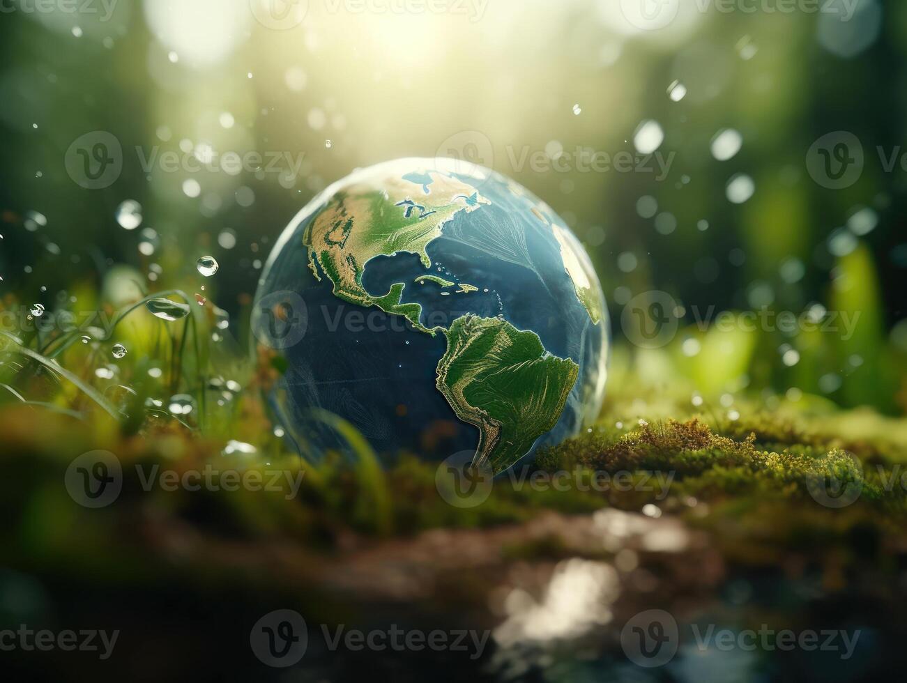 Green planet earth day nature protection concept Created with technology photo