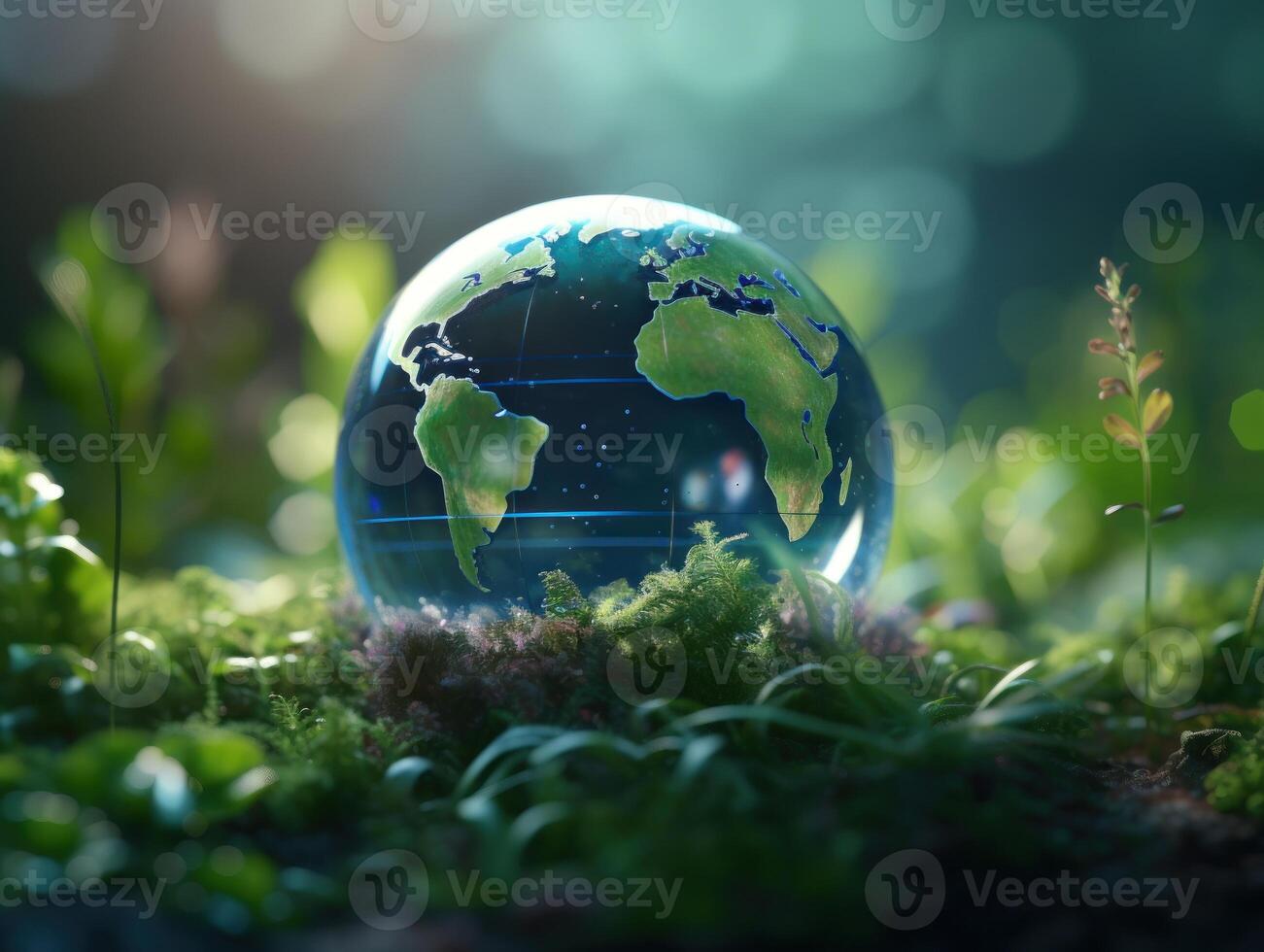 Green planet earth day nature protection concept Created with technology photo