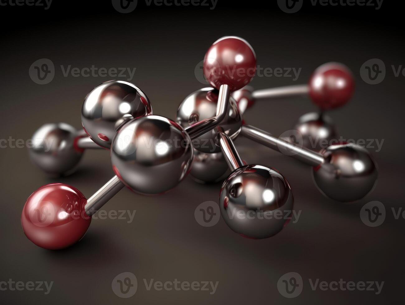 Abstract molecule model on dark background Created with technology. photo