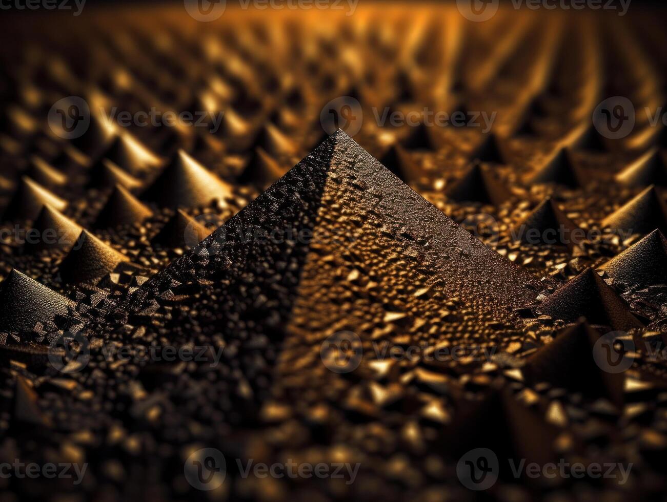 Futuristic abstract golden pyramid geometric background created with technology photo