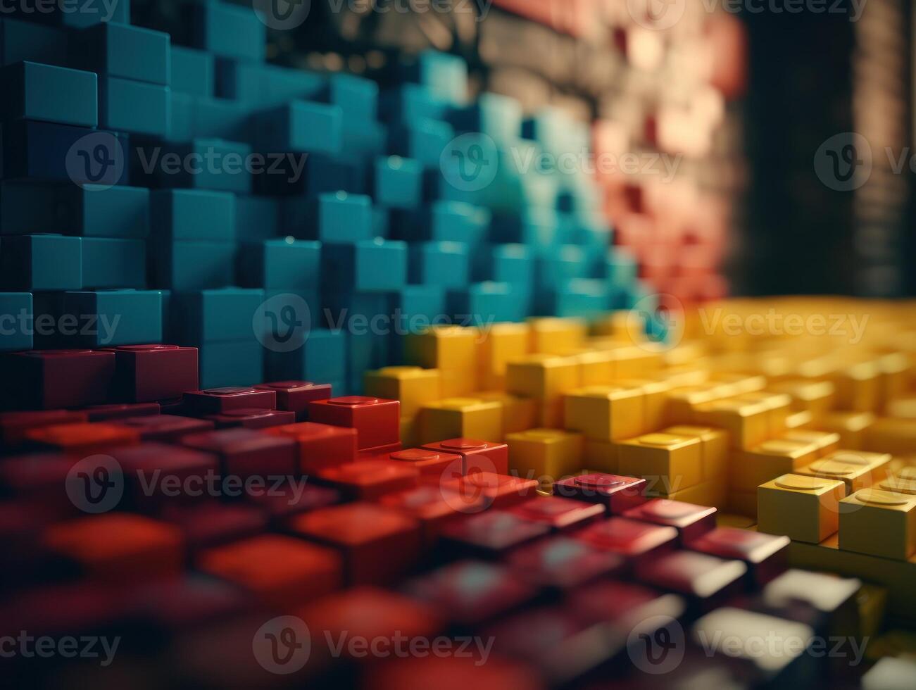 Futuristic plastic cubes background Abstract geometric mosaic grid Square tiles pattern technology photo