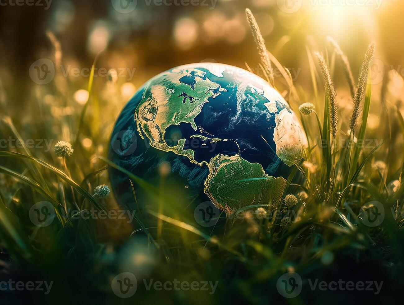 Green planet earth day nature protection concept Created with technology photo