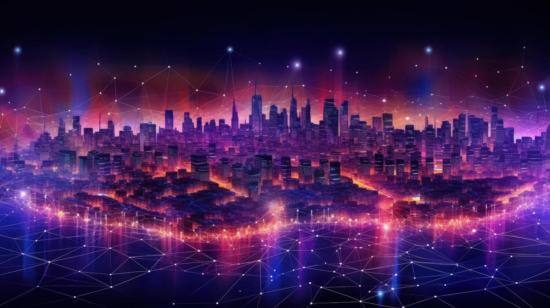 Smart city and polygon pattern connection with speed line technology Illustration photo