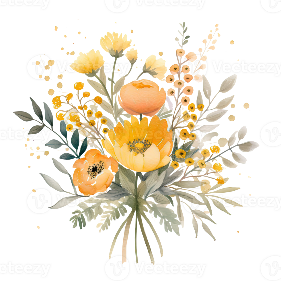 Watercolor flower bouquet. Illustration png