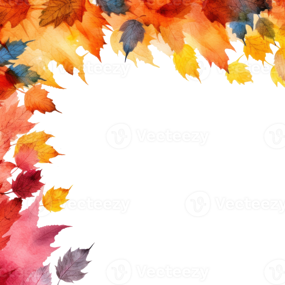 Autumn leaves frame. Illustration png