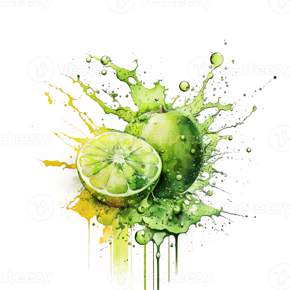 Watercolor lime. Illustration png