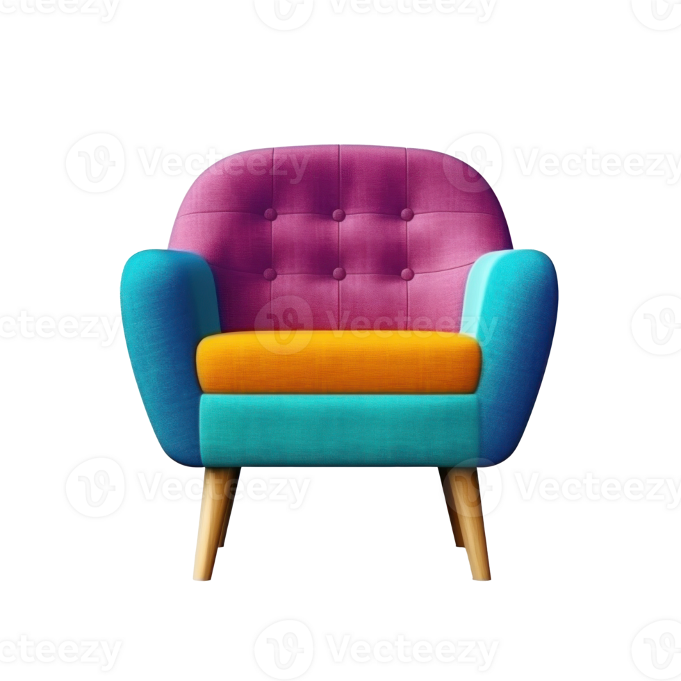 Modern vivid armchair isolated. Illustration png