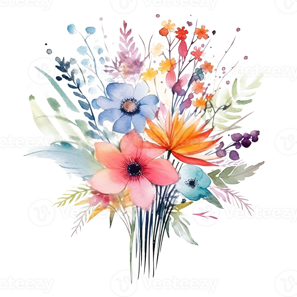 Watercolor flower bouquet. Illustration png