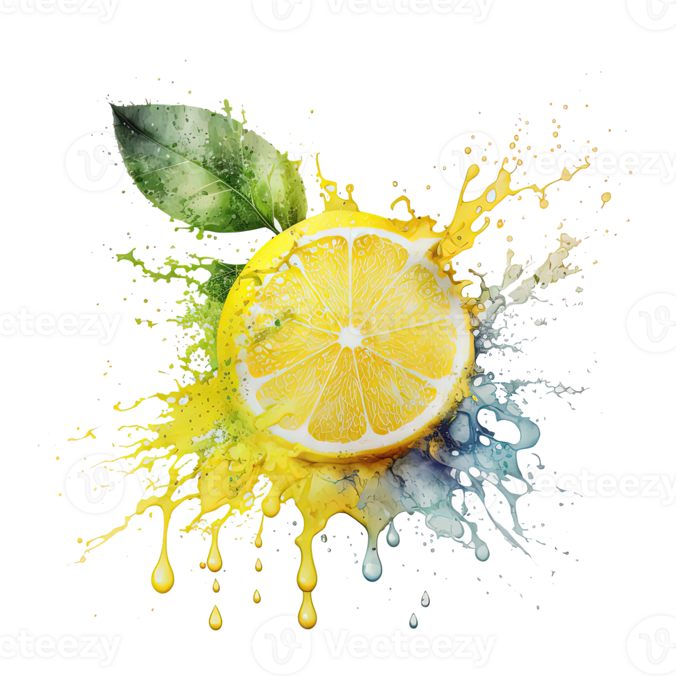 Watercolor lemon. Illustration png