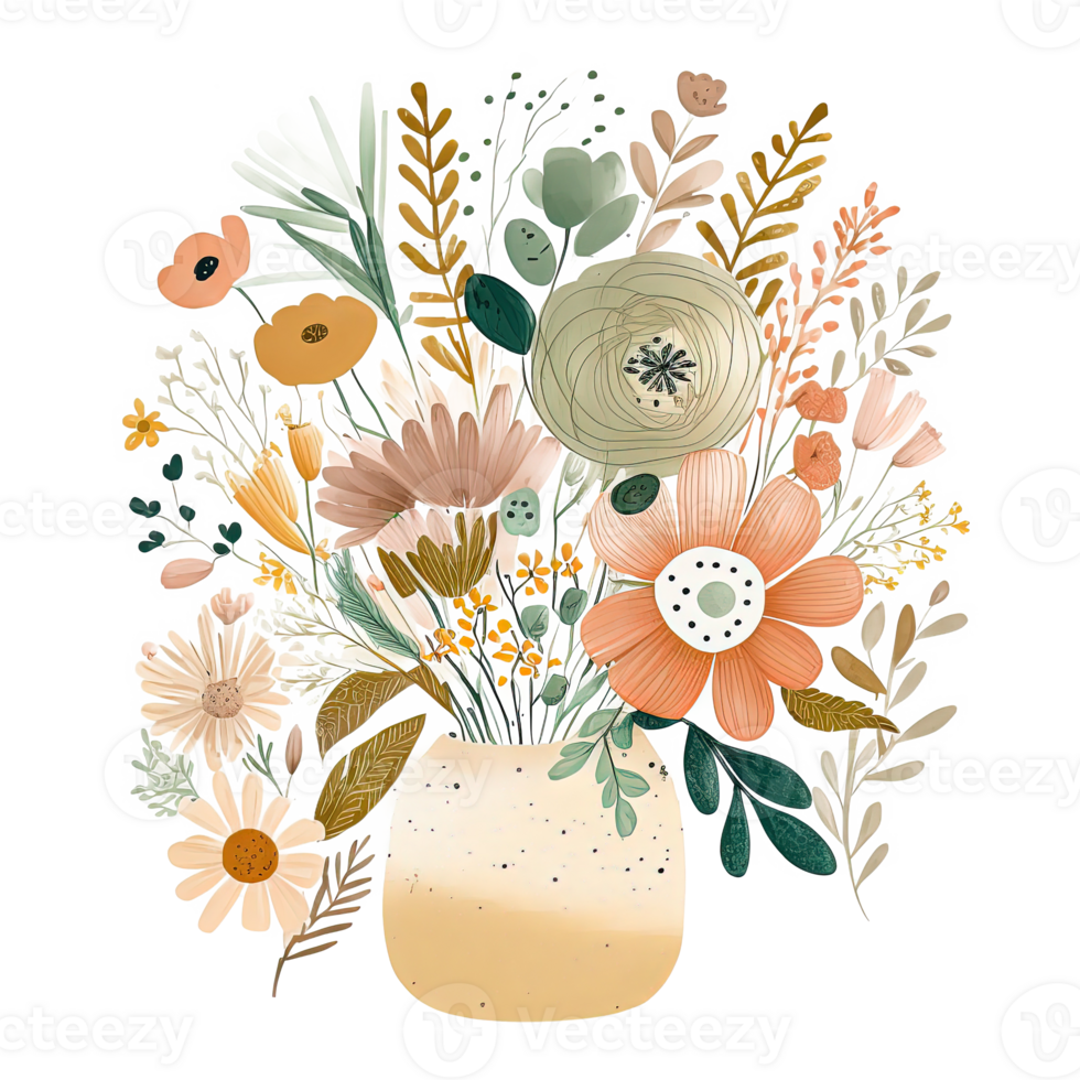 Watercolor flower bouquet. Illustration png
