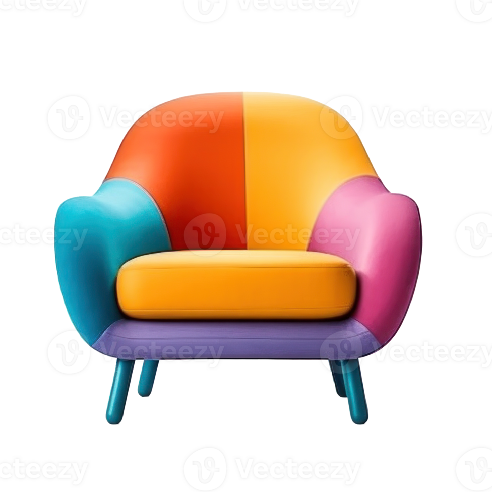 Modern vivid armchair isolated. Illustration png