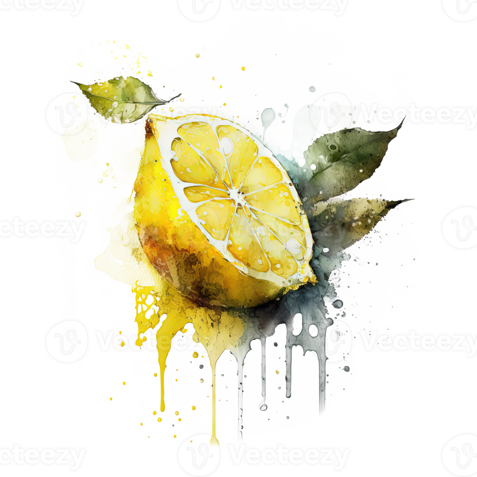 Watercolor lemon. Illustration png
