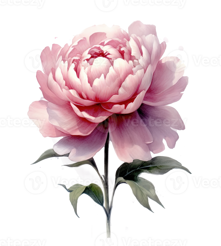 Watercolor beautiful peony flower. Illustration png