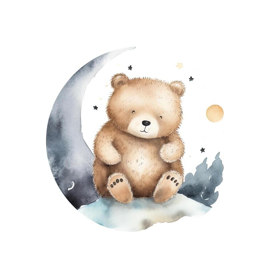 Cute watercolor bear. Illustration photo