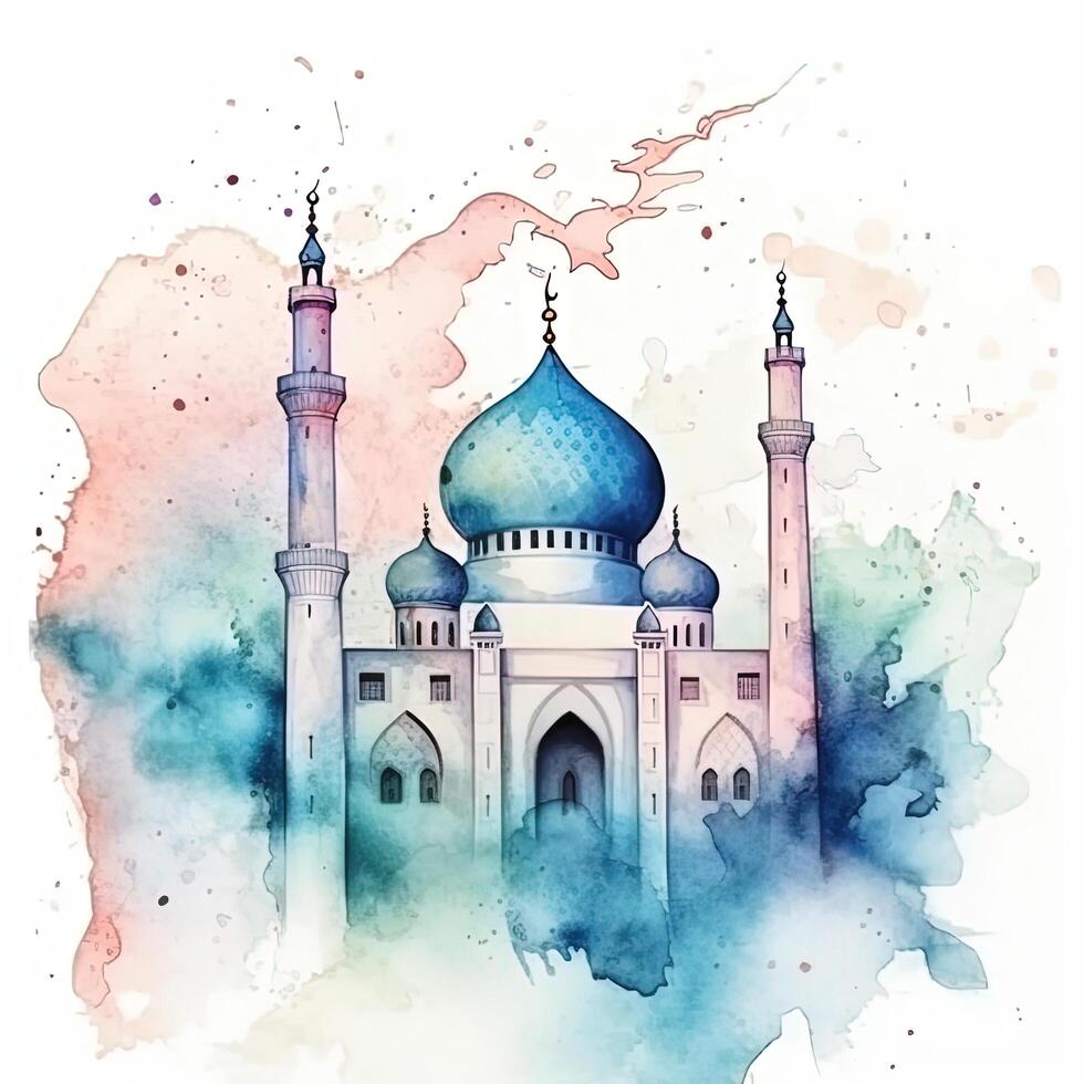 Abstract eid mubarak watercolor background. Illustration photo
